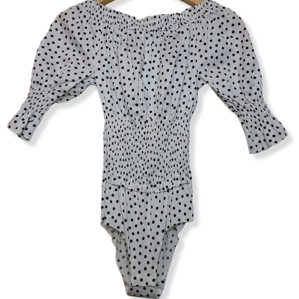 Off The Shoulder Polka Dot Zara Bodysuit Size S | Polkadot Zara Top | Bodysuit